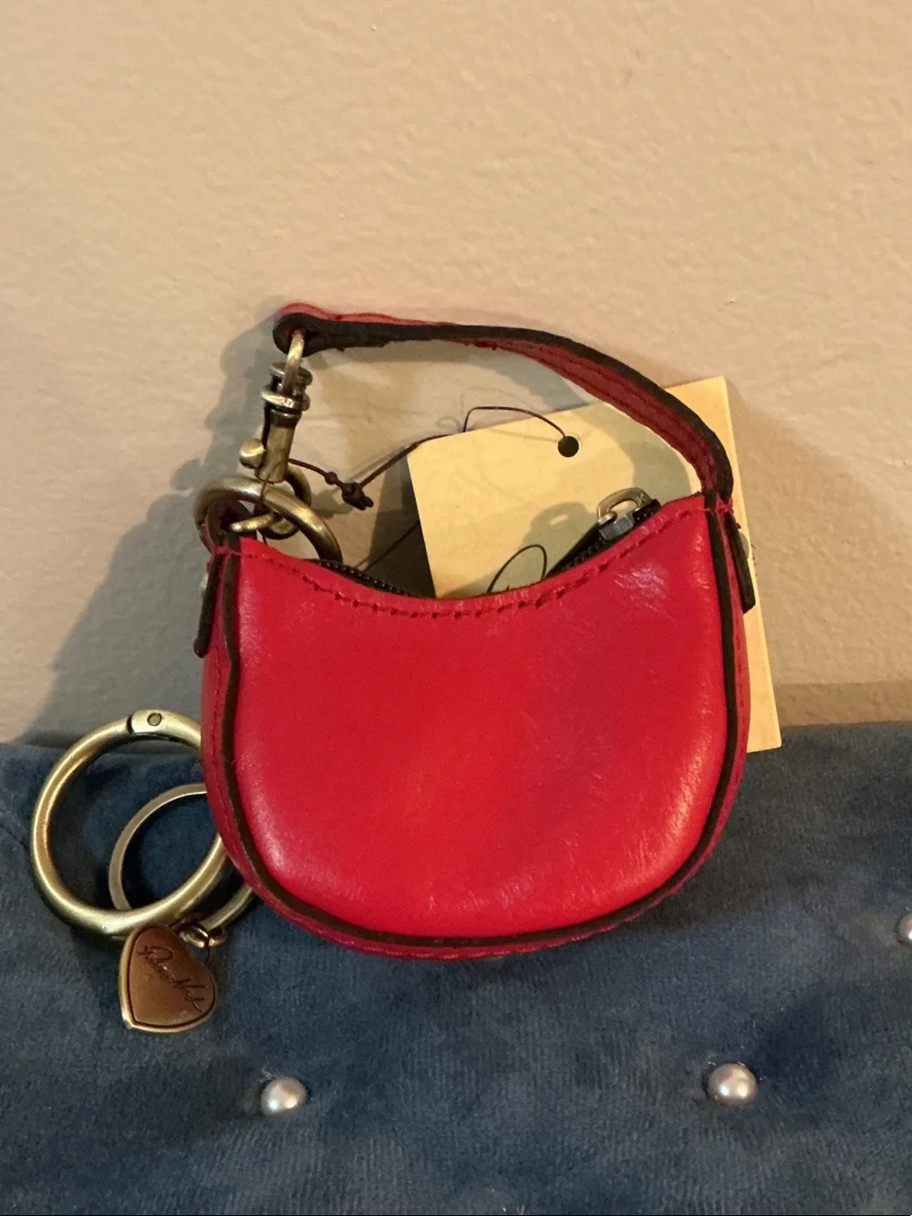 Patricia Nash Micro Morgna NWT Keychain Bag Charm Pouch Red 3.25x2.25x1.5 Heart